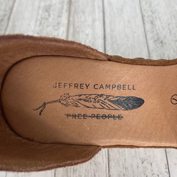 Jeffrey Campbell x Free People Brown Suede Studded Wooden Heel Clog Sandal - Picture 8 of 10